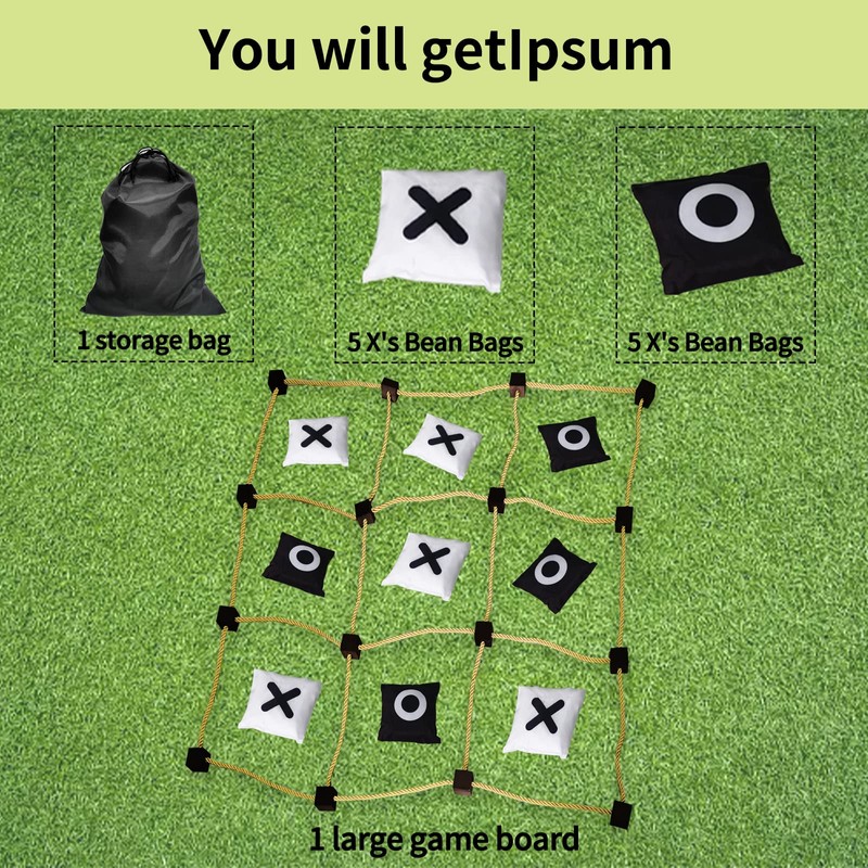 Tic Tac Toe （3ft X 3ft）,Bean Bag Toss（Instant Setup, No