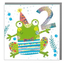 2nd Birthday - Frog Card - with Grey Envelope by Lola Design