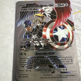 Captain America And Braviary Gx Silver  Foil💥Fan Art 💥Rare Card NM