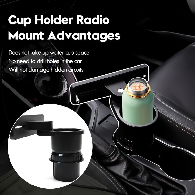 Upgrade Cup Holder Radio Mount, CB Radio Mounting Brackets Drinks