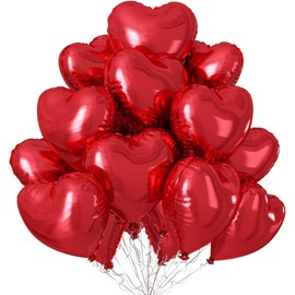 RKMYTR Red Heart Balloons 18 Inch 12pcs Valentines Day Helium Love Balloons for Birthday Wedding Engagement Anniversary Party Decorations Baby Shower Celebration