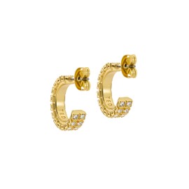 Ted Baker Mellrie Small Double Crystal Hoop Earrings For Women (Gold/Crystal)