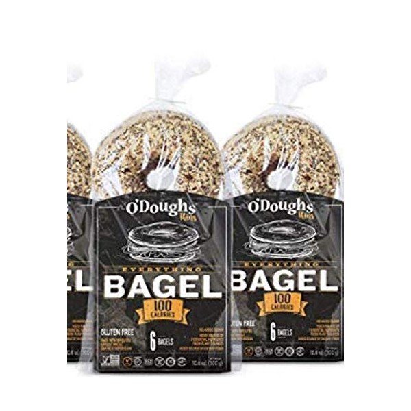 O'Dough's Thins Gluten Free Bagels, Everything, 100 Calorie Bagels, Presliced, 10.58 Ounce [3 Packs]