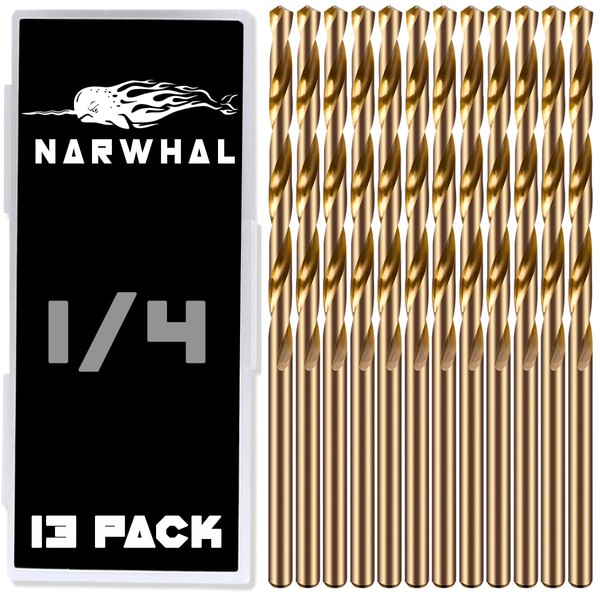1/4" Inch Cobalt Drill Bits - 13 Pack of M35