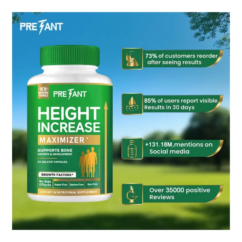PRETANT Growth Capsules – Natural Height Increase Supplement with Calcium