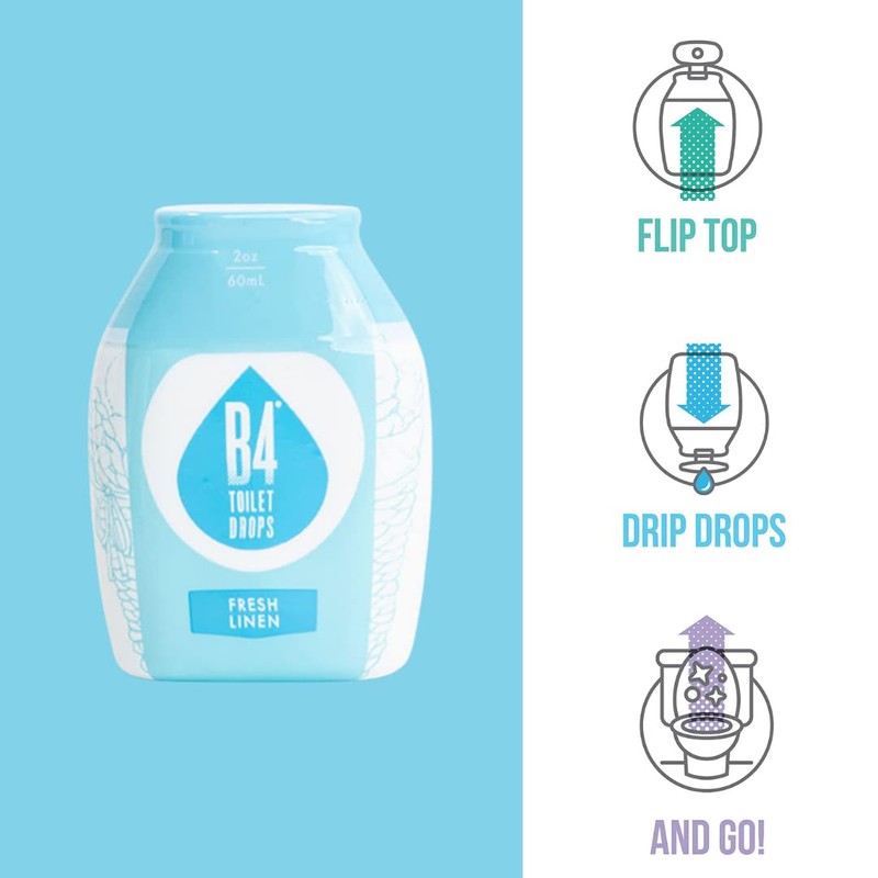 B4 Toilet Drops Toilet and Bathroom Deodorizer Drops, 3 Count,
