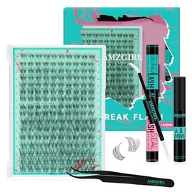 Lash Clusters Kit 160PCS Natural Eyelash Extension Kits with White Bond and Seal, Eyelash Glue Remover and Applicator, Invisible Lashes Wide Band Cluster Eyelash Cluster Kit(Lavendy,D-Mix8-16mm)