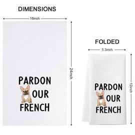 WCGXKO Bulldog Gift Bulldog Lover Gift Dog Owner Gift Pardon Our French Kitchen Towel Gift Funny French Bulldog Themed The Bowl Towel (Pardon Our French Towel CA)