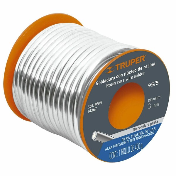 Truper 14367 Rosin Core Wire Solder SOL-95/5, For Gas Pipe