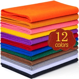 MITINU 12 Rolls 8"x35"(20.5x90cm) 1.4mm Thick Soft Felt Fabric Sheet 12 Assorted Dark Rainbow Series Colors Felt Pack for DIY Craft Sewing Squares Nonwoven Patchwork