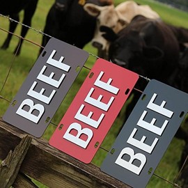 Beef License Plate Brushed Aluminum 2-D Farmer Heavy Duty - Color: Black