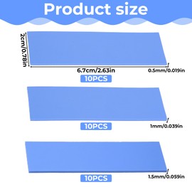 30 Pcs 2.6 * 0.8 Inches Silicone Thermal Pad Reusable CPU Thermal Pad Heat Resistant Conductive Silicone Pads Non Conductive Heat Resistance Cover for Laptop Heatsink CPU GPU LED Cooler