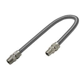 Highcraft GUHD-TT12-24L Gas Line Hose 5/8" O.D. x 24" Length with 1/2" x 3/4" MIP Fitting, Uncoated Stainless Steel Flexible Connector, 24 Inch