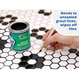 Grout Pen Black Grout Paint: Waterproof Tile Paint Grout Refresh Restorer for Floor, Kitchen & Bathroom Shower Tiles - Black - Can Size for Larger Projects - 125ml (4.2oz)