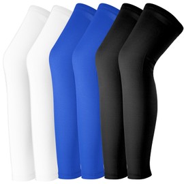Yihurlm 3Pair Compression Leg Sleeves,Full Leg Sleeve for Men Women, UV Long Knee Sleeves for Sport Running,Black,Blue,White (Black+Blue+White)