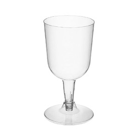 Party Essentials Disposable 2-Piece Plastic Wine Glasses/Stemmed Cups, For Drinks, Cold Beverages, Cupcakes, Desserts, Dips, Jellies, Snacks, Yogurt Parfaits, 7-Ounce, 100-Count, Clear