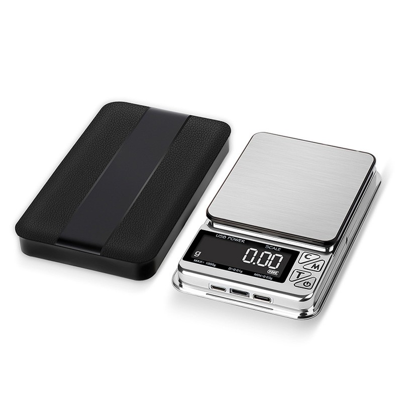 Home Digital Kitchen Scale 200g/0.01g‑1500g/0.1 High Accuracy USB Rechargeable Stainless