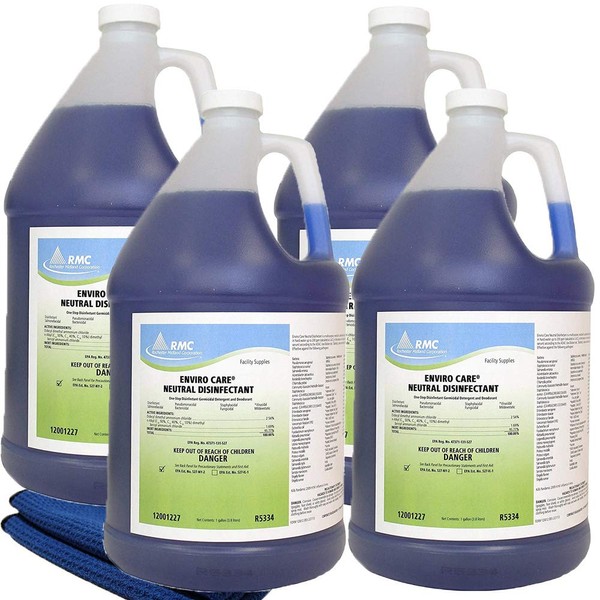 Rochester Midland RMC Enviro Care® Neutral Disinfectant 4 Gallons + 2pk Gace-I-am Cleaning Cloth
