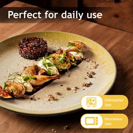 MIAMIO – Set of 6, 26 cm Dinner Plates, Ceramic Plates, Kitchen plates, Plate Sets – Microwave Safe and Dishwasher Safe – Las Palmitas Collection