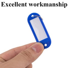 50 Pcs Key Tags with Labels Heavy Duty Key Tags with Labels Plastic Box with Extra Paper Labels Key Rings with Labels in Convenient Storage Box Key Fobs with Labels Pets, Keyrings with Labels