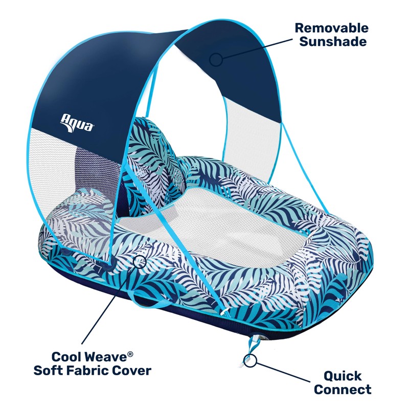 New Aqua Zero Gravity Pool Chair Float with Sunshade Canopy