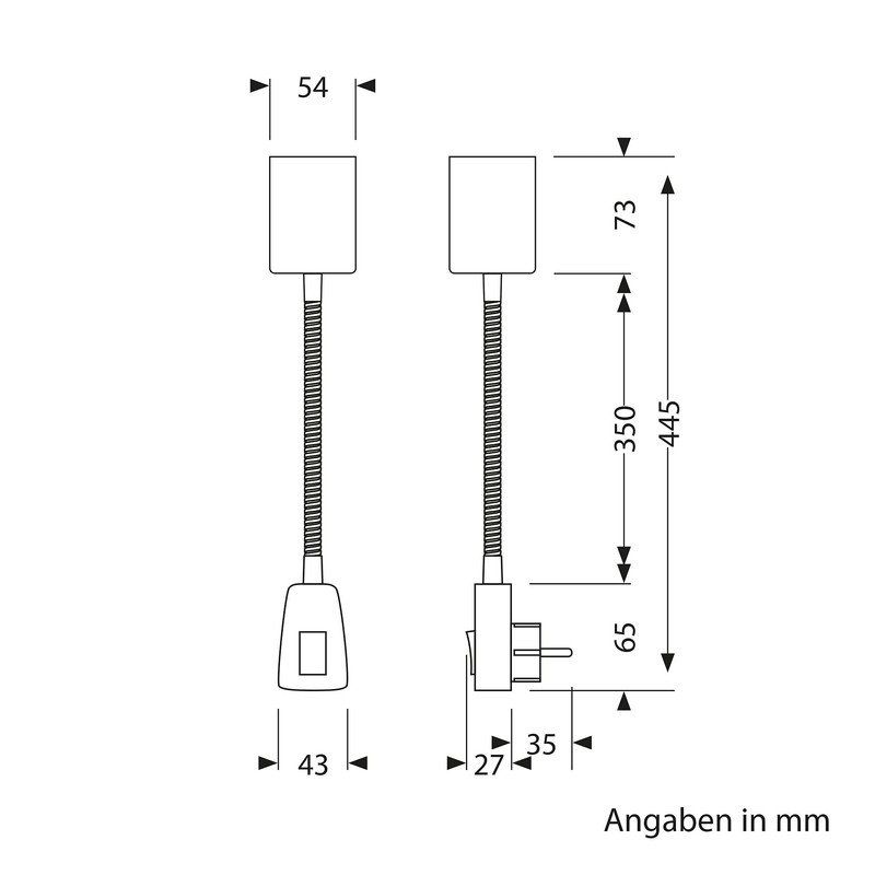 ledscom.de Waika GU10 Socket Lamp Gooseneck Switch White with Smart