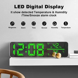 Daiilg Tuya WiFi Temperature and Humidity Alarm Clock Multi-Function LED Digital Clock for Living Room, Farmhouse, Office