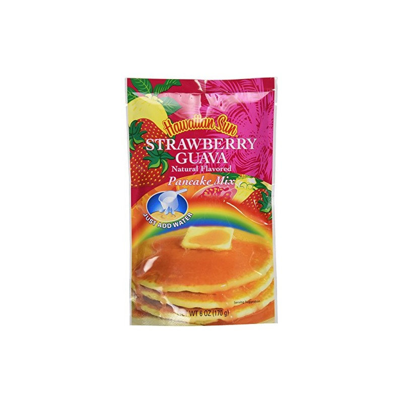 Pancake Mix, 6 Ounce Bag by Hawaiian Sun (Strawberry Guava,