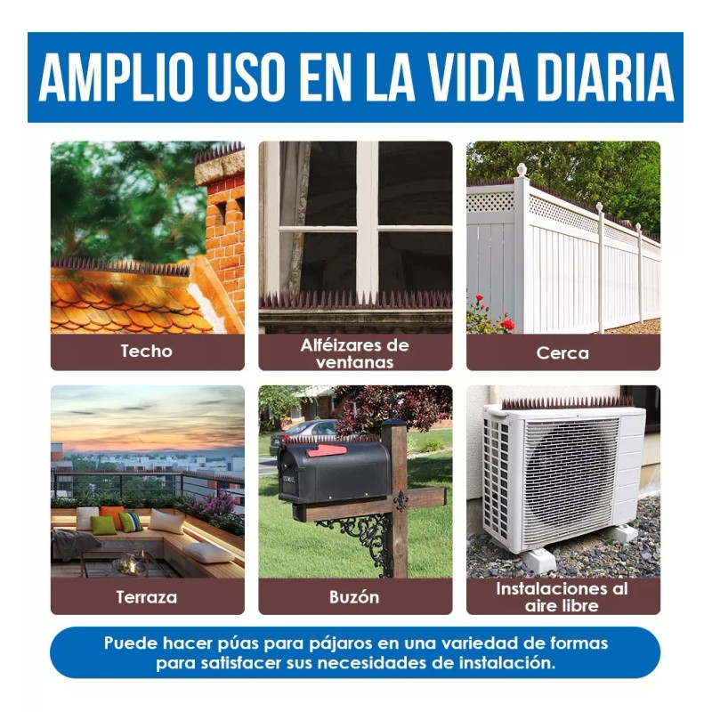 HomeChi 4.3m / 12pcs Picos Anti Paloma Pájaro De Plástico