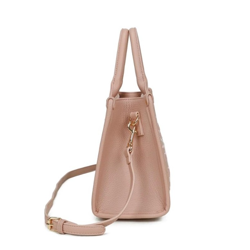 LeahWard Ladies Small Tote Bag, Embossed Text Design, Detachable Shoulder