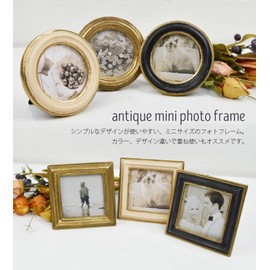 Tokyo Kankan Antique Mini Photo Frame Vertical Wall Hanging Round Gold