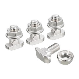 sourcing map M8x16mm T Slot Drop-in Bolt and M8 Hexagon Flange Nut Set, 20 Sets Hammer Head T-Bolt T Shape Stud Sliding Screw for 40 Series Aluminum Profile