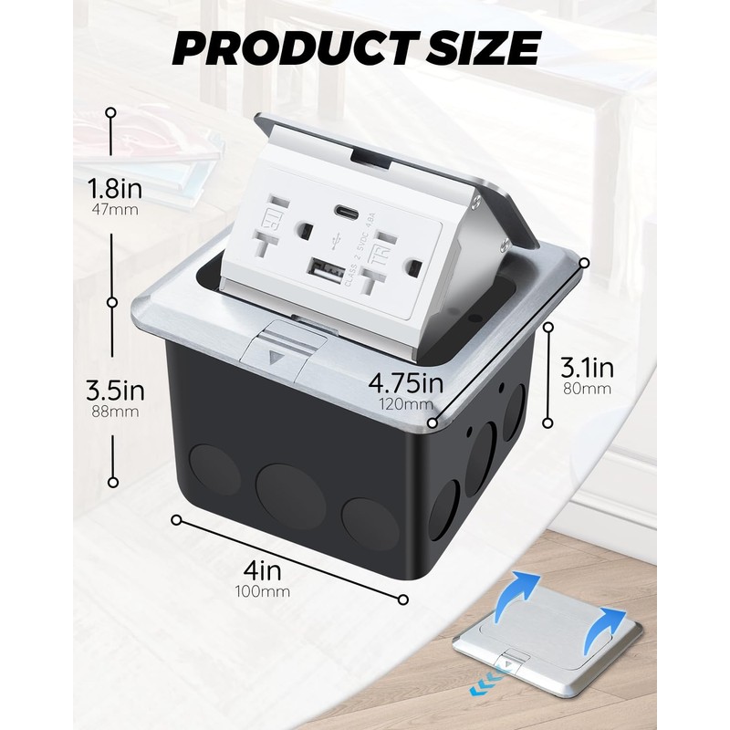 JACEPFY Floor Pop Up Outlet, Pop Up Waterproof Floor Electrical