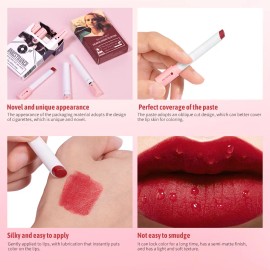 Kit De Lápices Labiales Coloridos Diseño Slim Tipo Cigarrill                                                                                          