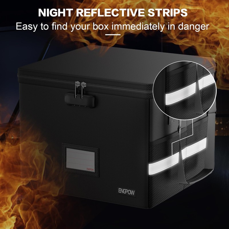 ENGPOW 5200°F Fireproof Document Box with Lock, Heat Insulated Collapsible