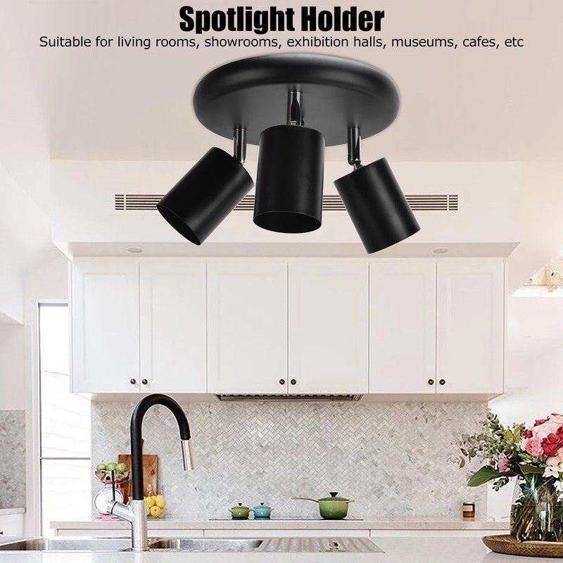 GU10 Ceiling Spotlight Holder 3 Head Rotating Lamp Base Fixture