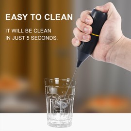 Milk Frother Handheld,Mini Drink Mixer and Coffee Blender Frother for Coffee Bar Accessories, Matcha Whisk,Latte, Cappuccino, Frappe, Hot Chocolate, Egg,Kitchen Essentials Gift (Black)