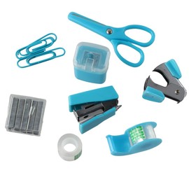 Risedot Blue Desk Accessory Kit, Plastic Metal Mini Office Supply Kit, Home Office Supplies Set