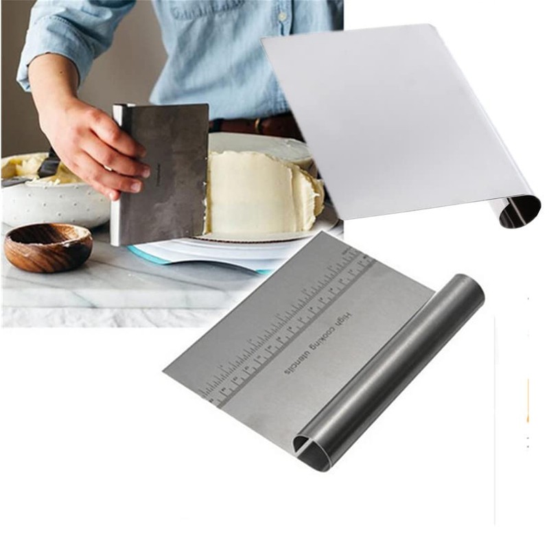 Stainless Steel Vegetable Scoop Cooking Scoop Kitchen Scoop Dough Scraper