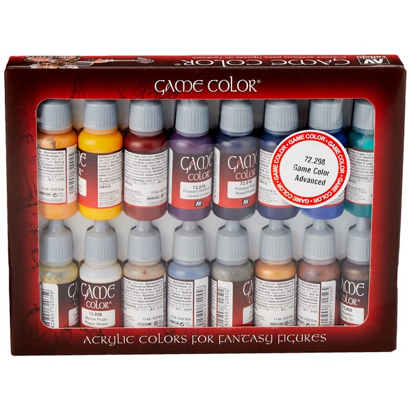 Vallejo Game Color Advanced Acrylic Paint Set - Assorted Colours (Pack of 16)