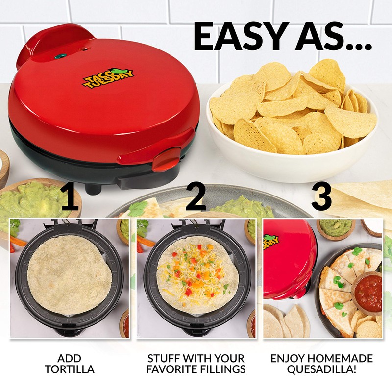 Nostalgia Taco Tuesday Deluxe 8-Inch 6-Wedge Electric Quesadilla Maker with