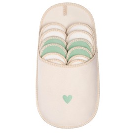 ONVAYA® ABS Guest Slippers | Small Green Heart | Set of 6 | Non-Slip Sole | Slippers | Felt Slippers | Size 36-45 Guest Slippers, beige small green heart