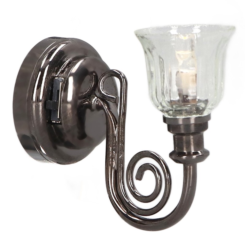 1:12 Dollhouse Wall Lamp LED Warm Lighting Vintage Look Metal