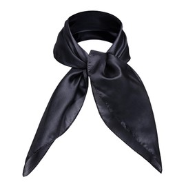 Basic Sense Plain 100% Genuine Mulberry Silk Small Square Scarf, 55 x 55cm (21.5 x 21.5 inches), Black
