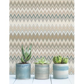 York Wallcoverings Missoni Zig Zag Green Peel and Stick Wallpaper, PSW1642RL