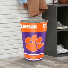 FANMATS Clemson University Wastebasket | Purple | 15"x10.5"x10.5" | Primary Logo, Helmet, & Wordmark