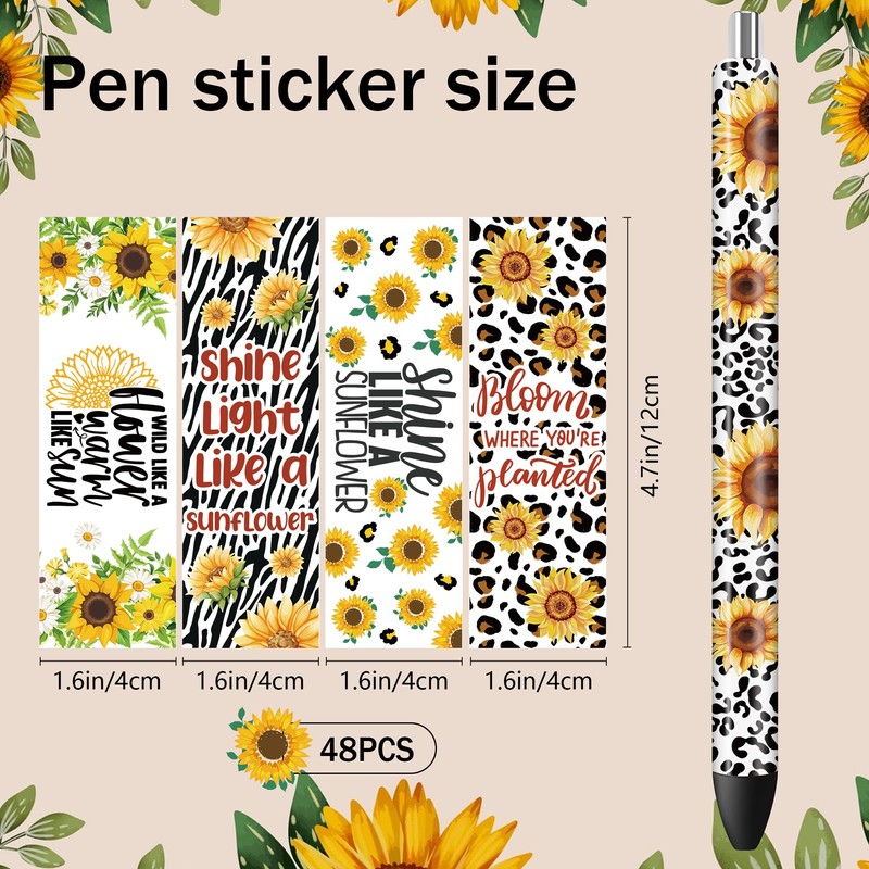 INCOK Rub on Transfers for Crafts - 48 Sheets Sunflower
