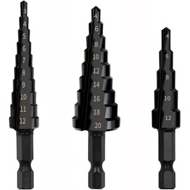 KEWAYO Tapered Taper Drill Bit Step Drill Bit with 1/4" Hex Shank Quick Change for Drilling Wood, Aluminum, Plastic and Insulation