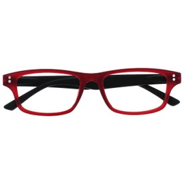 UV Reader Rubberized Red Black Near Sighted Distance Glasses For Myopia Mens Womens Inc Case UVMR033 Strength -1.50