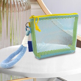 Travel Makeup Organizer, Travel Bag for Toiletries, Lightweight Clear Aesthetic Net Pocket for Daily Toiletry Spa Beach Airplane Hospital Bridal Train Cruise Dorm